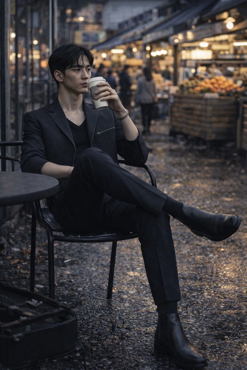 Han cover portrait at the market