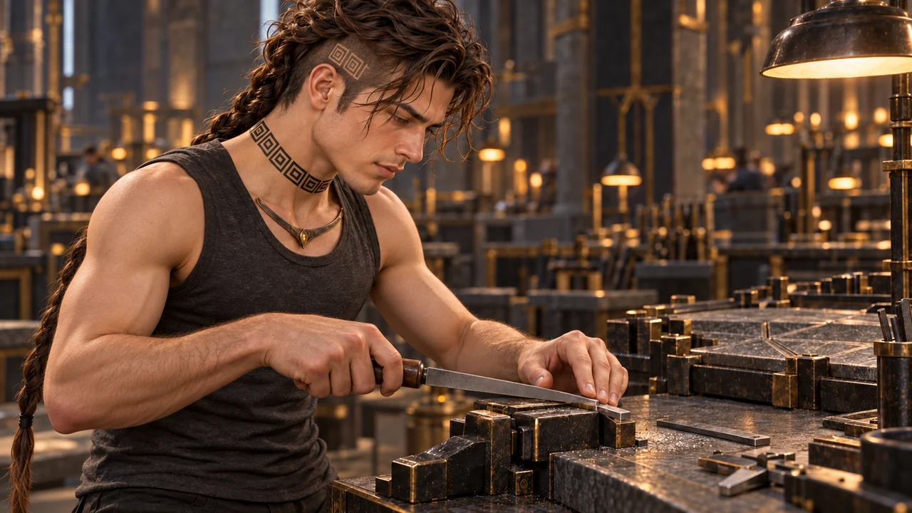 Familiar metalwork gives Saevren a useful place to begin, with a file and an edge that needs attention.