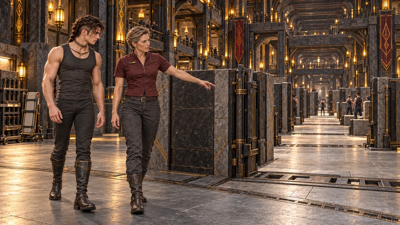 Ysara leads Saevren into the Breach Galleries, where controlled exercises teach response and coordination.