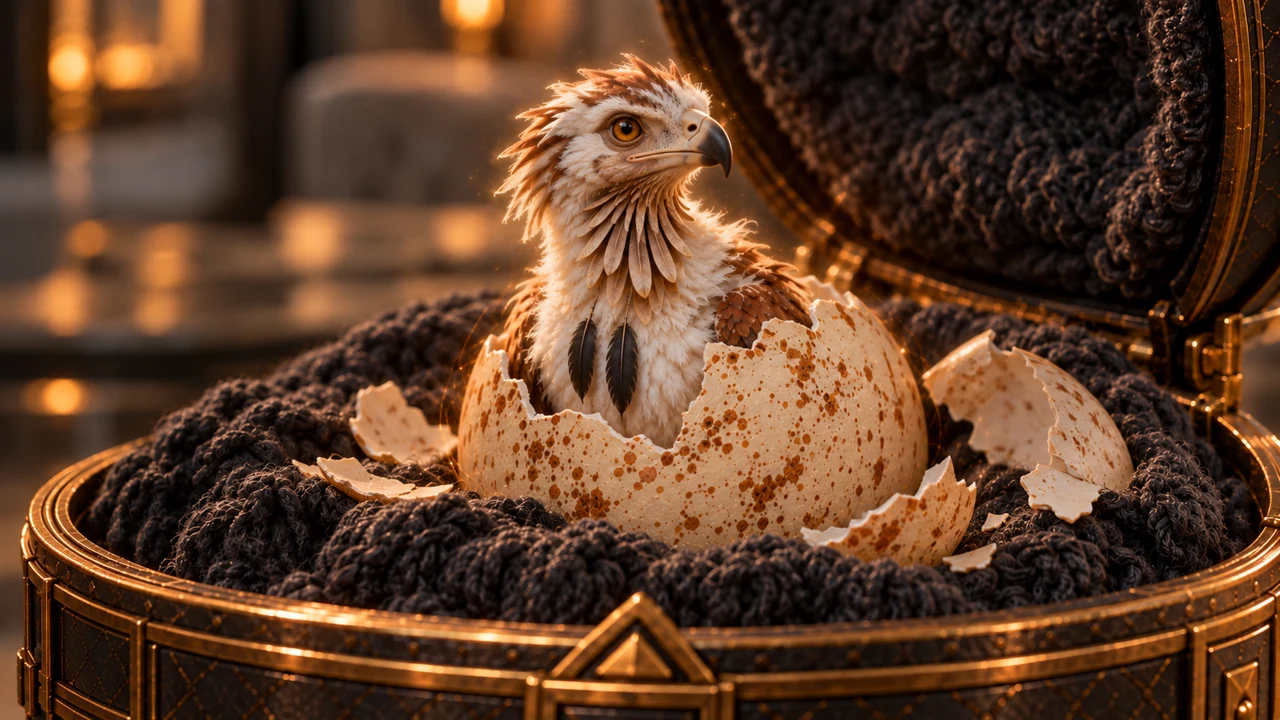 The shell gives way inside its padded case, and a small Skeldrath emerges into the quiet of Saevren’s room.