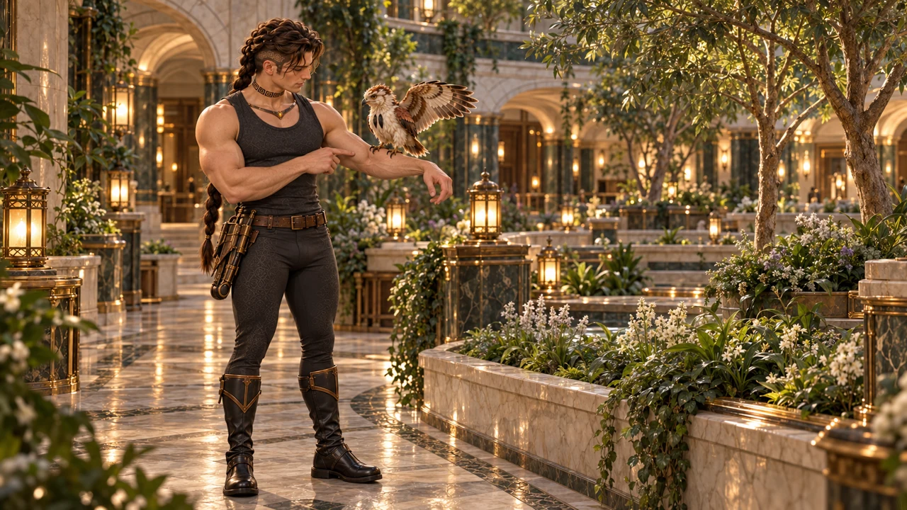 Back in his day clothes, Saevren offers his forearm as the bird practises a quieter landing.