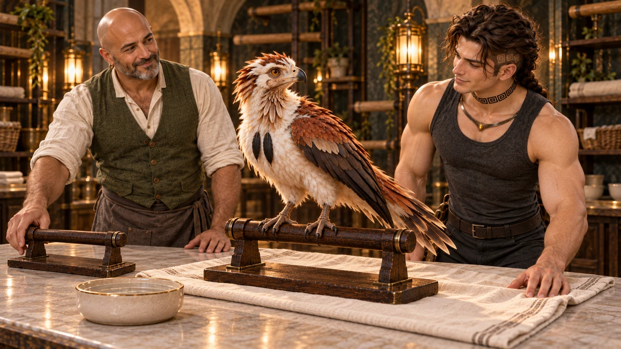 Damar and Saevren arrange a little more room at the care table for Thoden’s longer body and growing tail.