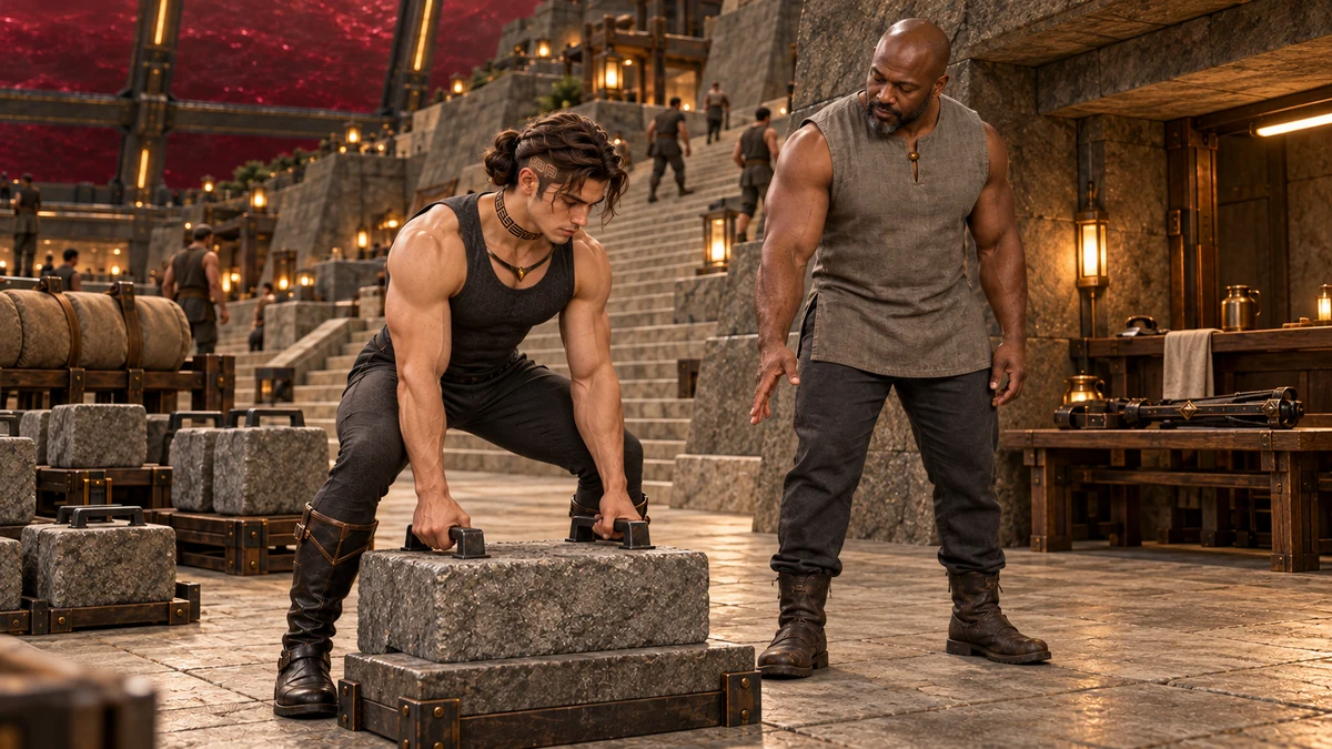 Before lifting, Saevren attends to his stance, his grip and the weight he has chosen.