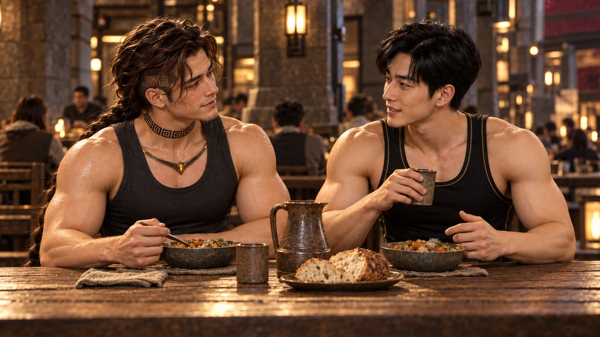 At the same table, Saevren and Han begin an ordinary conversation. Their first meeting leaves room for another.