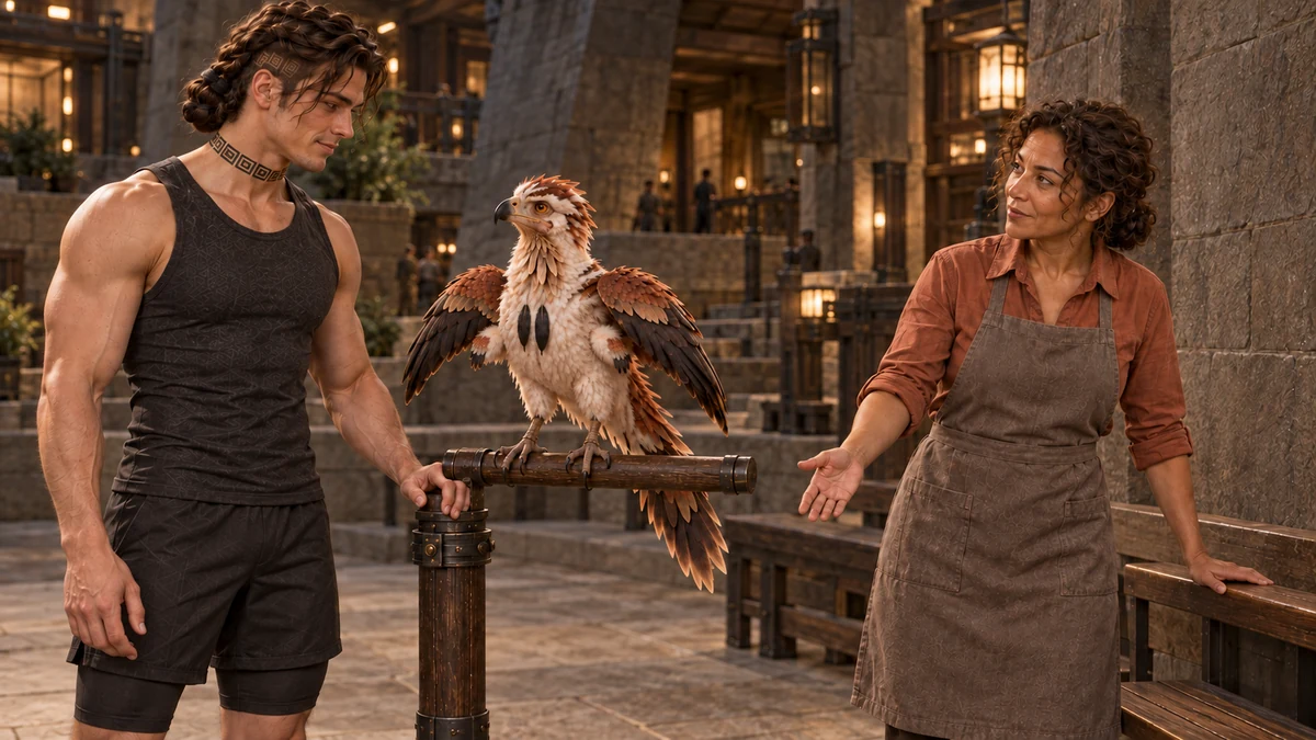 Iska examines the emerging feathers and makes room for the young bird’s changing wings.