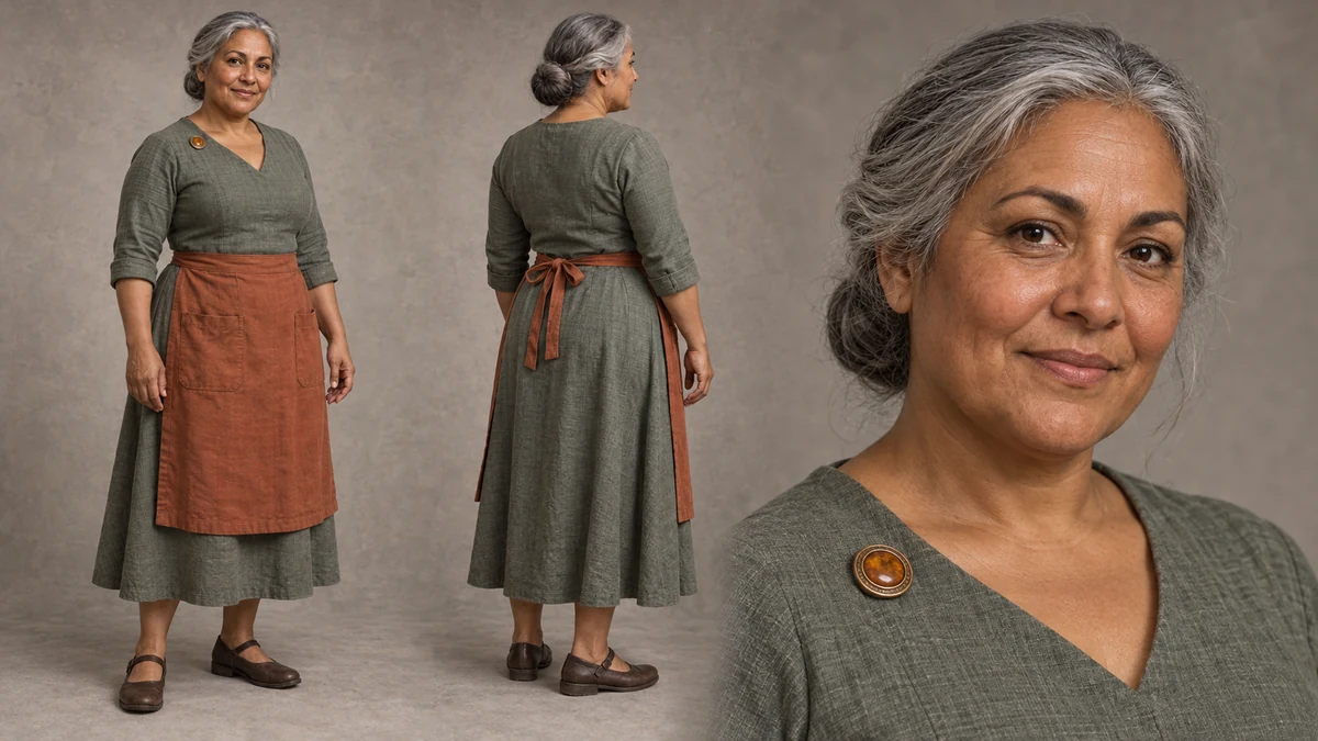 Tavelle hosts the Quiet Turn. A silver bun, grey-green dress and rust-coloured cloth apron are familiar parts of the room’s daily visits. She helps Saevren make space for Thoden as the bird outgrows the arrangements of his arrival.
