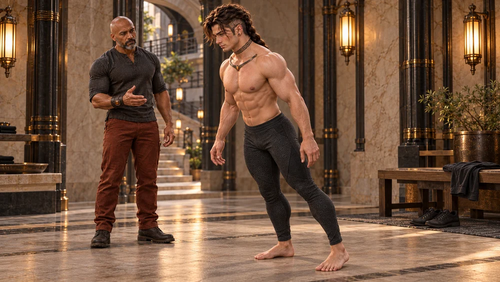 Odravel observes Saevren testing his balance, with a strong compact core and developed legs.