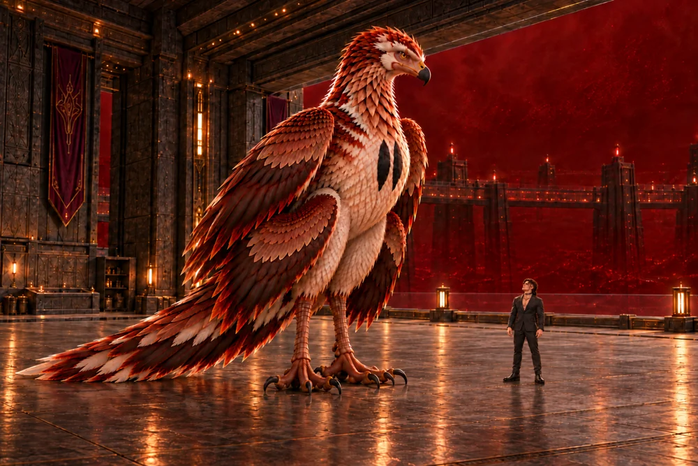 Saevren and Thoden share the landing floor, revealing Thoden’s full grown scale beside him.