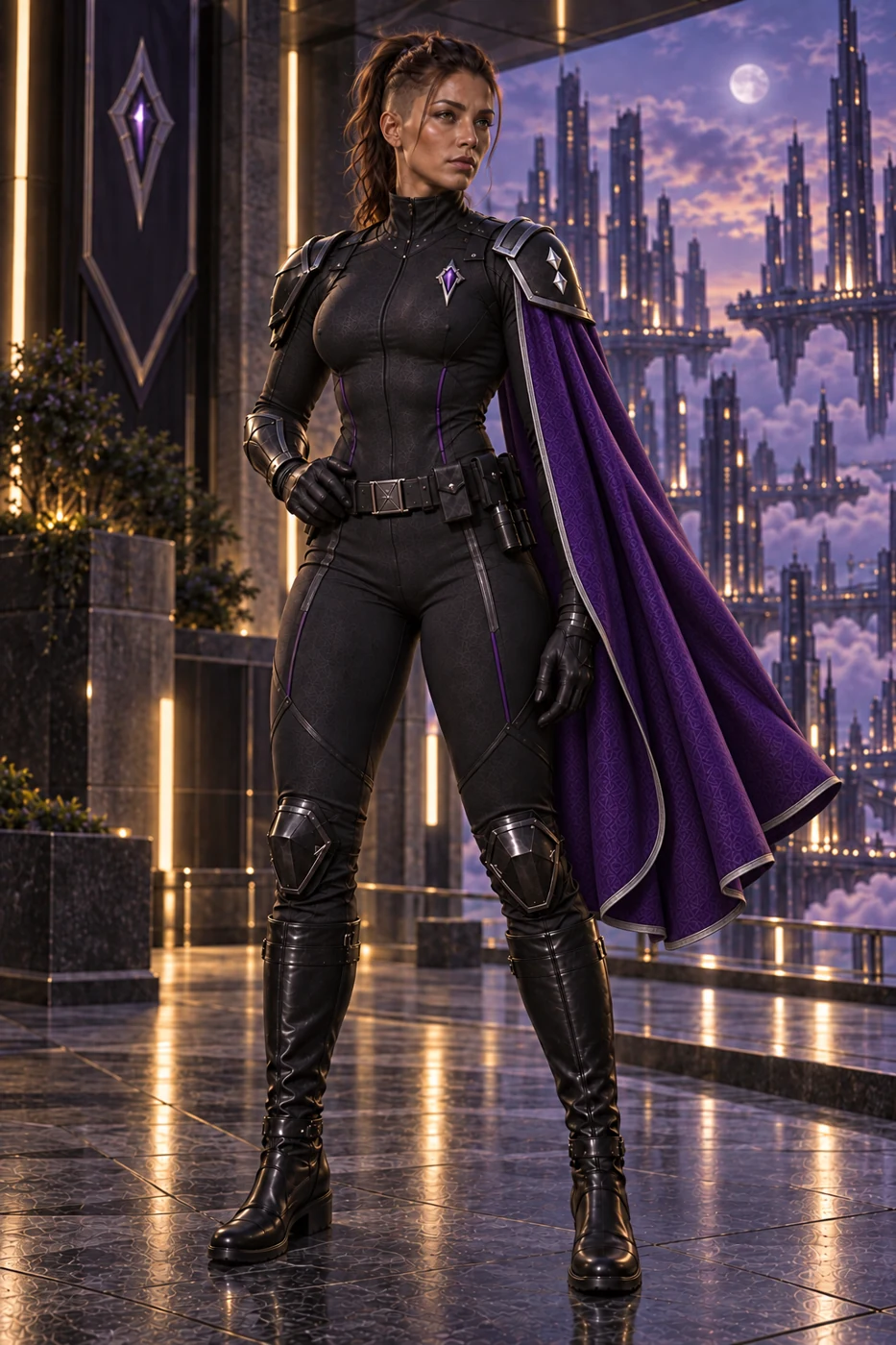Female captain · apparent age 31–32.