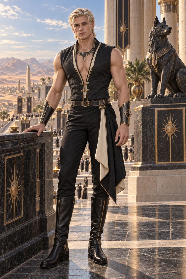 Rhaevan stands above the basin in black, ivory and restrained gold. His affinity with Khemetra’s preservation magic keeps his appearance remarkably young, even by Vaghr standards.