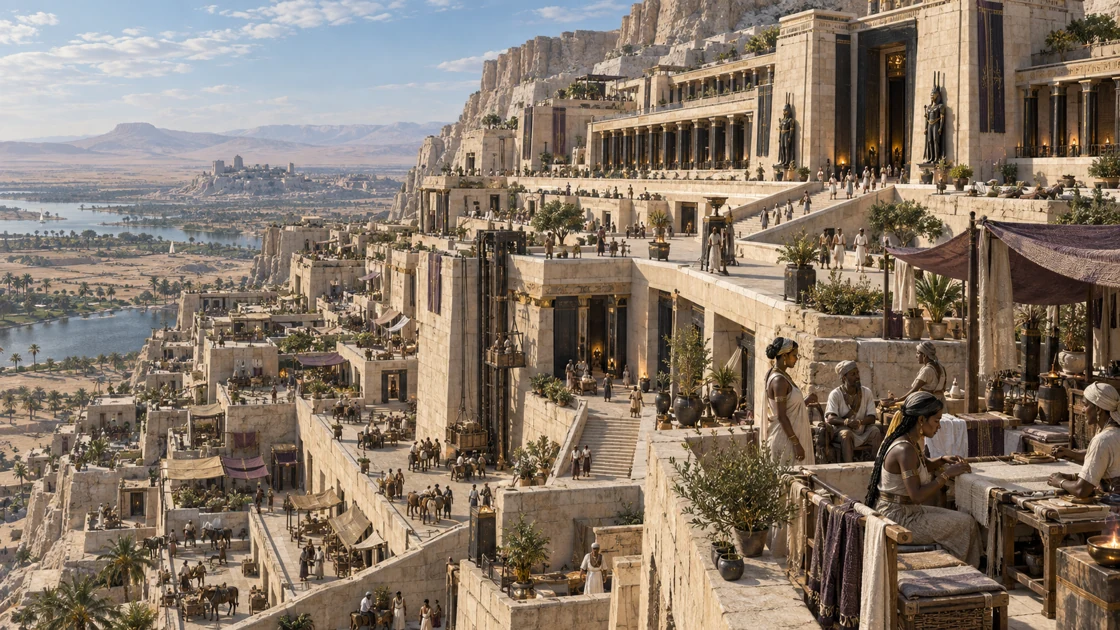 Inhabited stone terraces beneath the Temple of the Unbroken Name